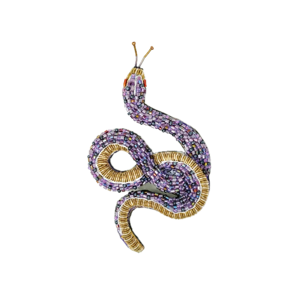 Amethyst Snake Beaded Pin
