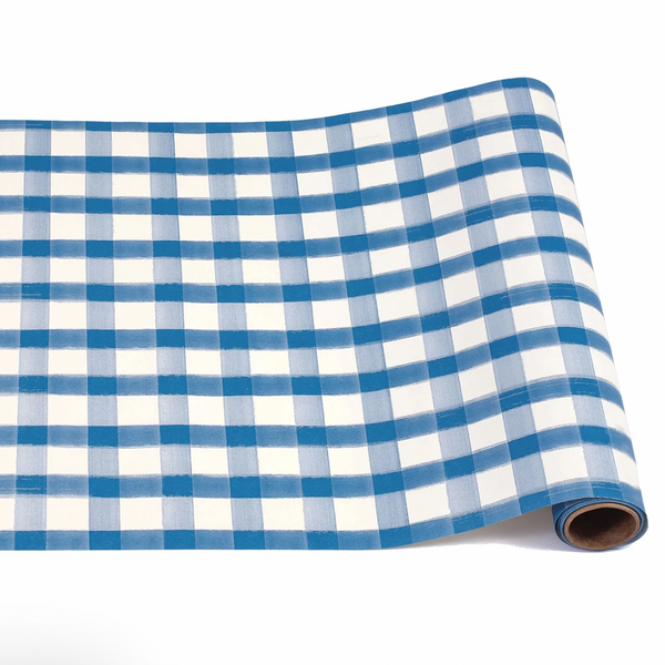 Blue Painted Check Runner