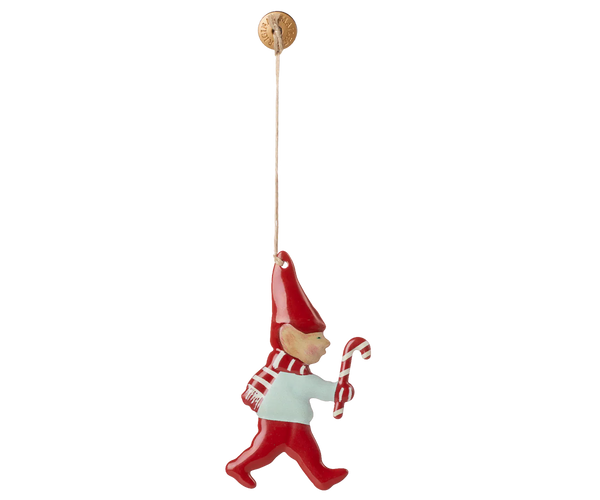Pixy Candy Cane Metal Ornament