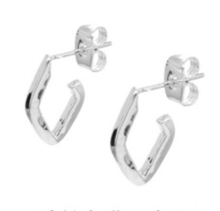 Hammered Diamond Hoop Post Earrings
