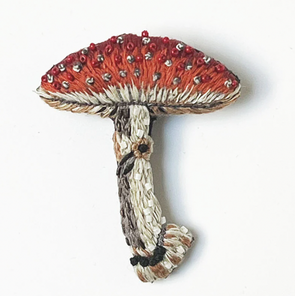 Fly Amanita Mushroom Beaded Pin