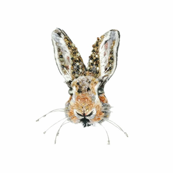 Giant Rabbit Beaded Pin