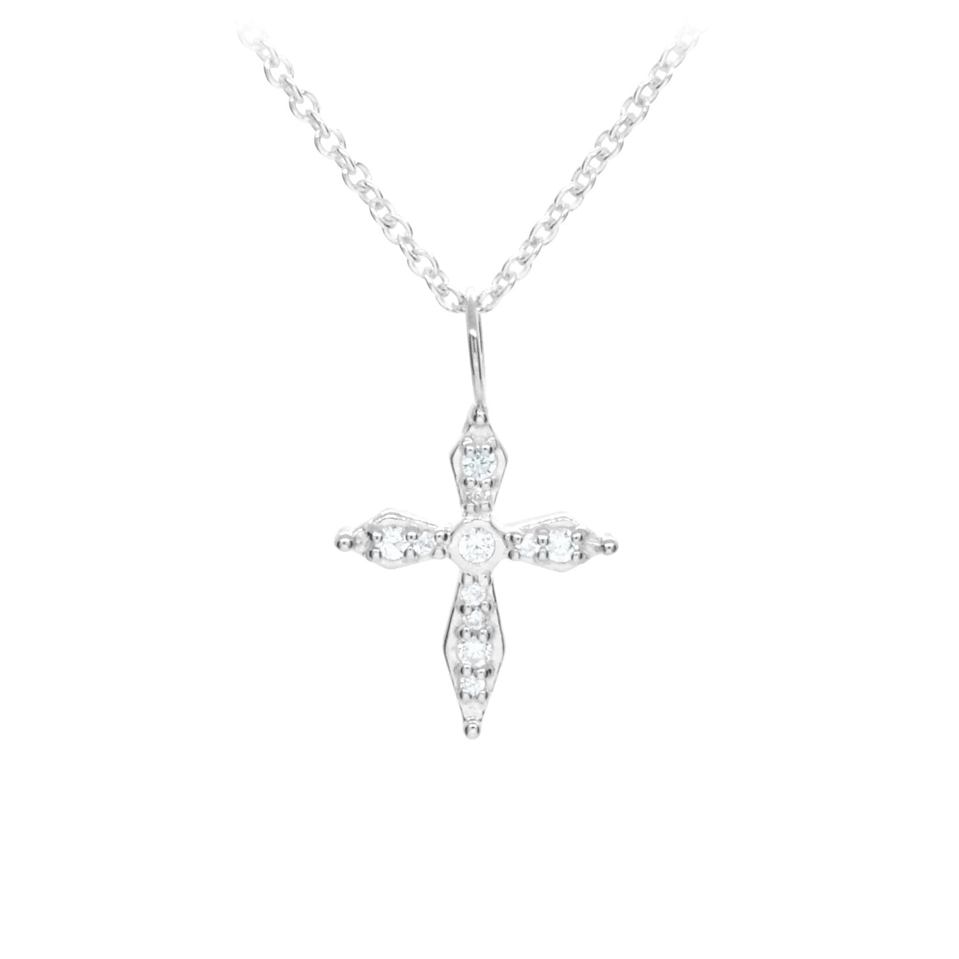 CZ Traditional Cross Pendant Necklace