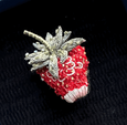 Sparkle Strawberry Beaded Pin