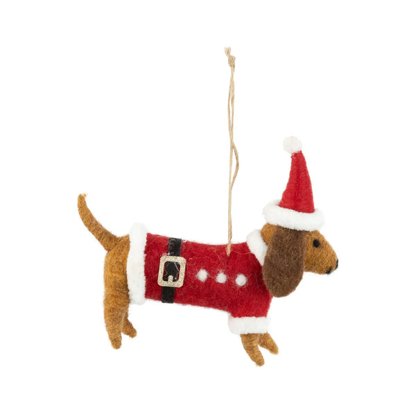 Santa Dachshund Felt Ornament