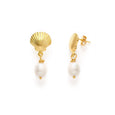 Shell and Pearl Drop Earrings