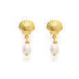 Shell and Pearl Drop Earrings