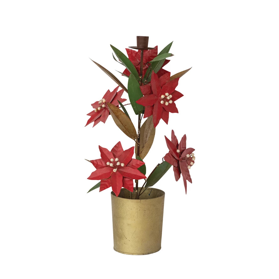 Poinsettia Metal Candleholder