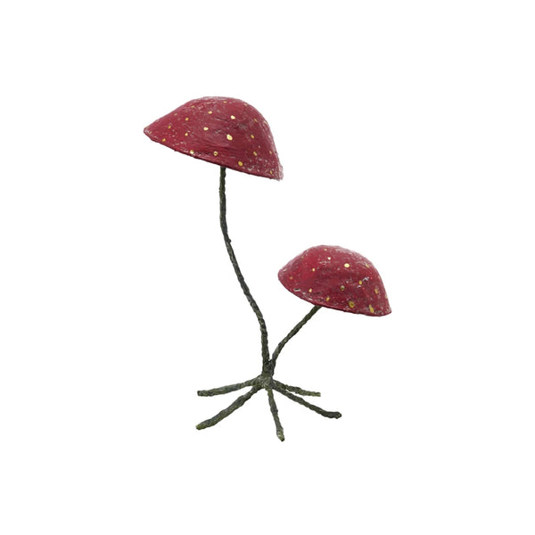 Red Paper Maché Mushroom with Footed Stand