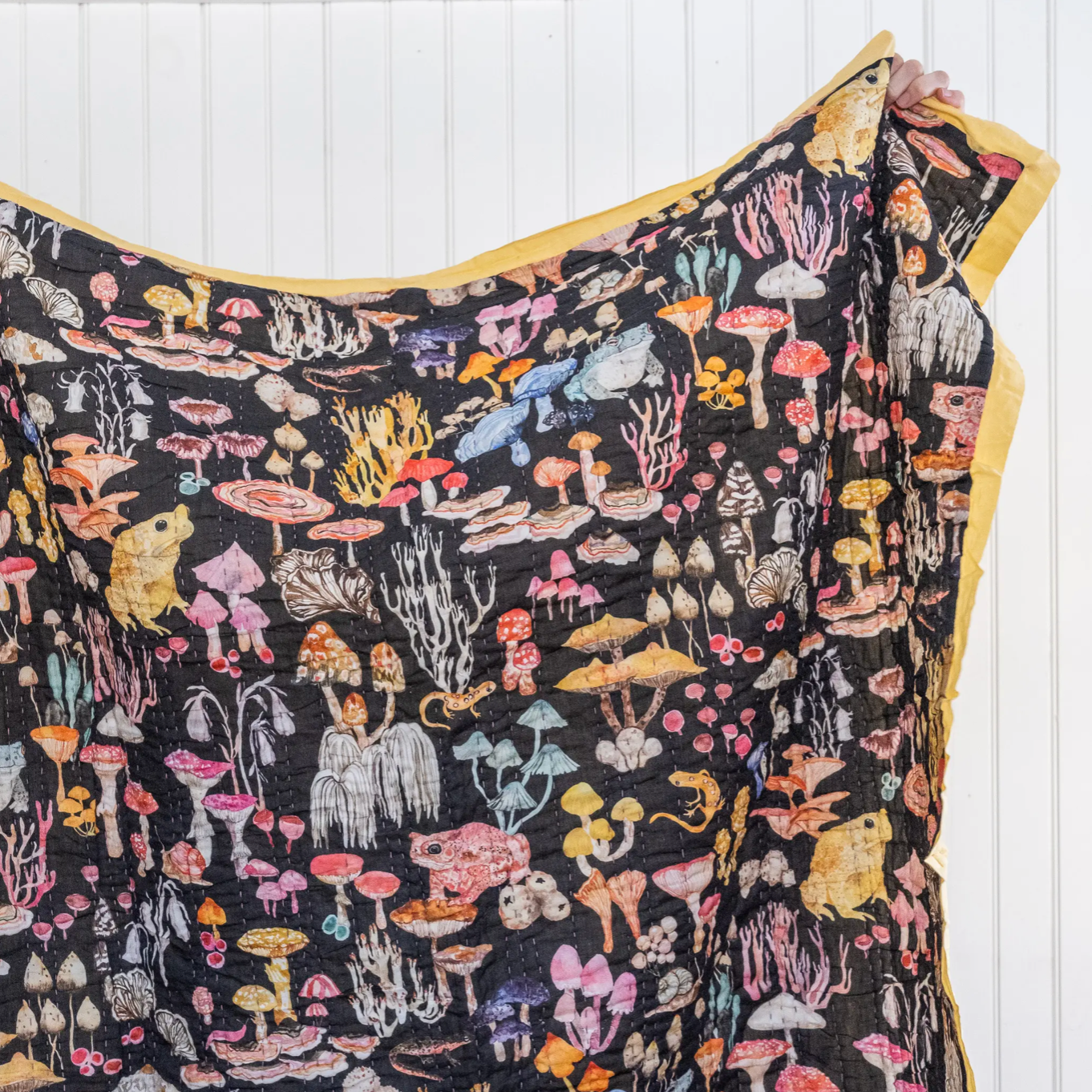 Mushroom Magic Kantha Quilt