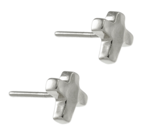 Square Hammered Cross Earrings