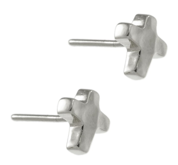 Square Hammered Cross Earrings