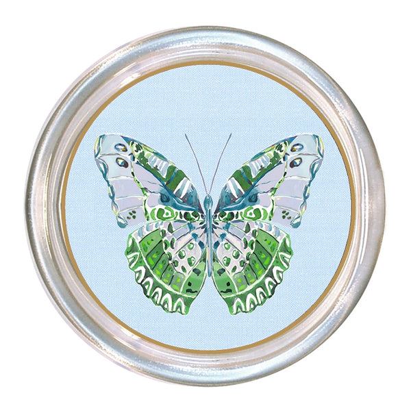 Blue Linen Butterfly Coasters