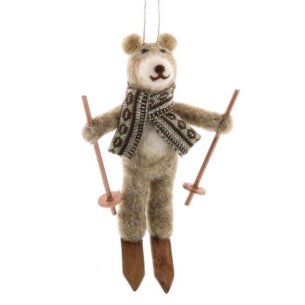 Felt Bear on Skis Ornament