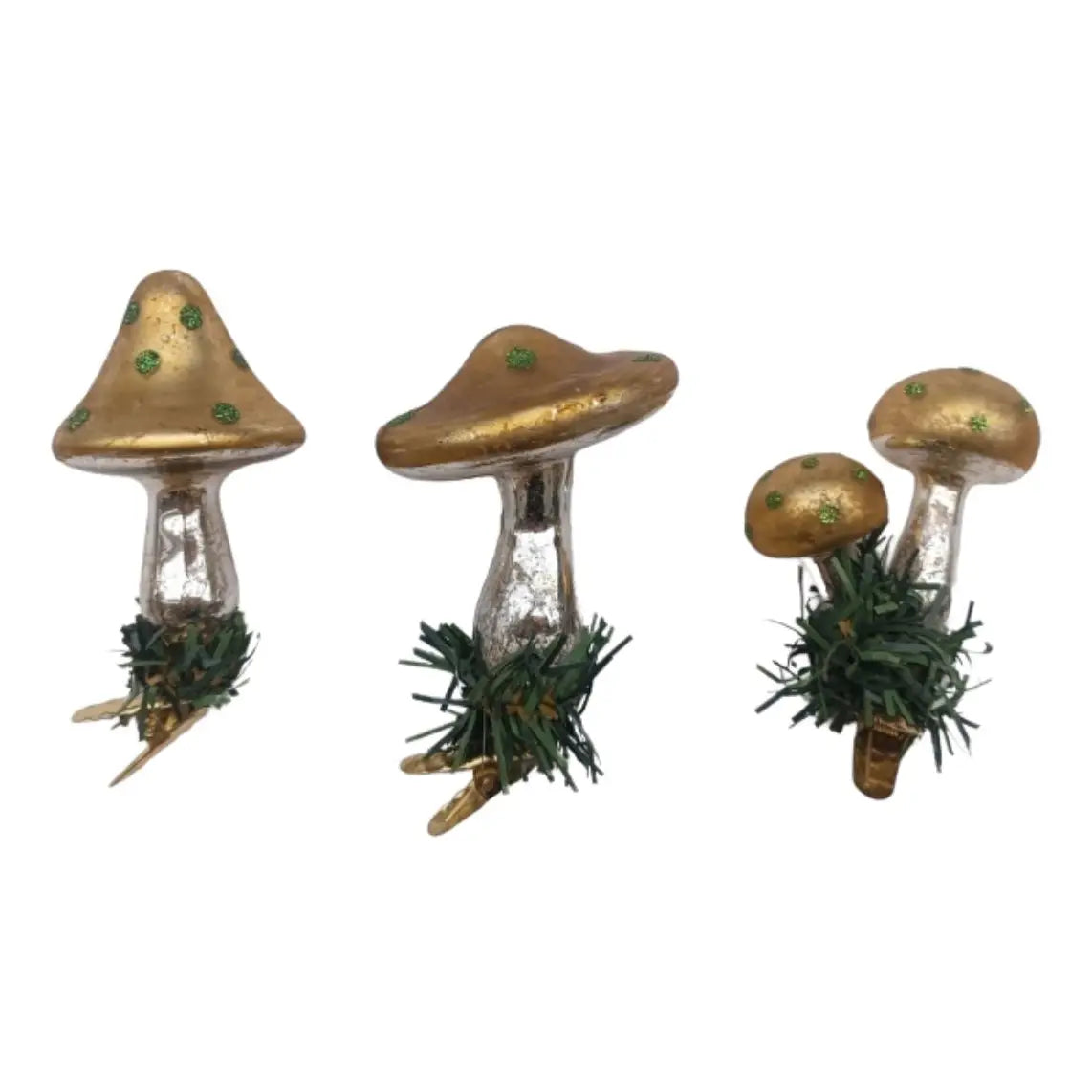 Mushroom Glass Clip Ornament Set