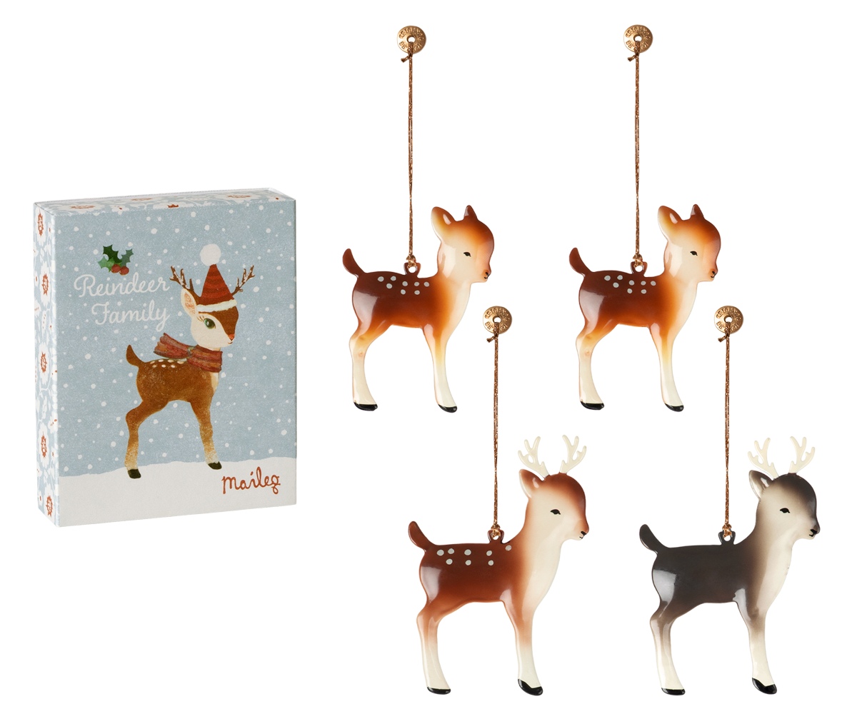 Reindeer Family Metal Ornament Set