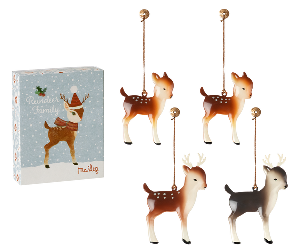 Reindeer Family Metal Ornament Set