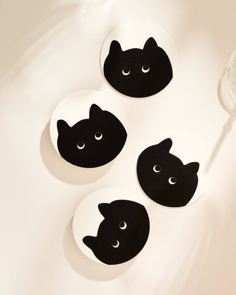 Black Cat Coasters Set