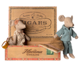 Mom & Dad Mice in Cigar Box