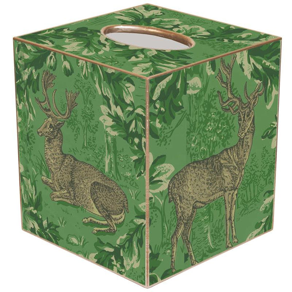 Woodland Deer Green Tissue Box Cover