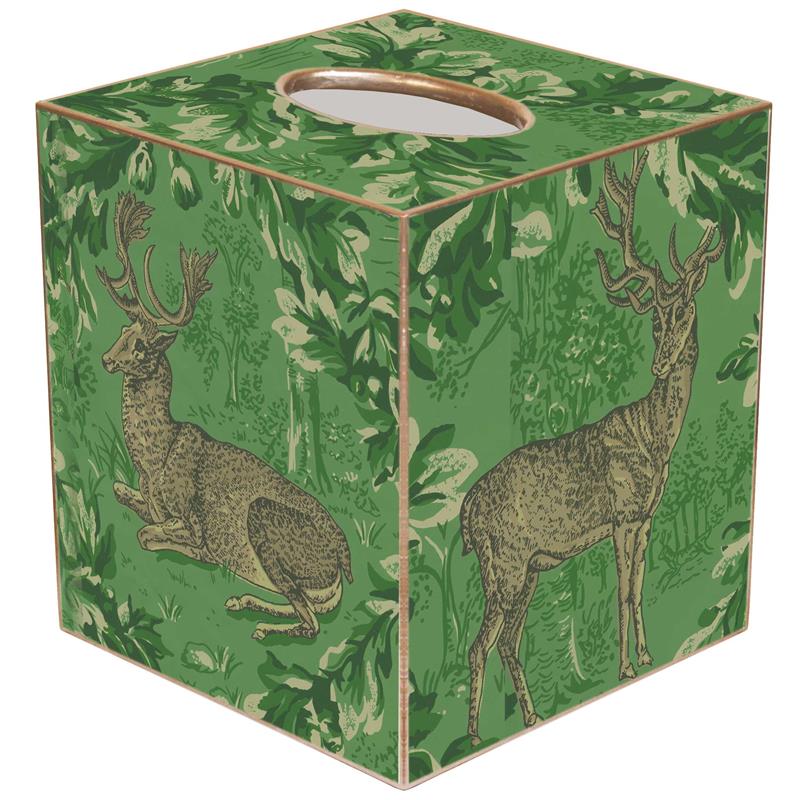 Woodland Deer Green Tissue Box Cover