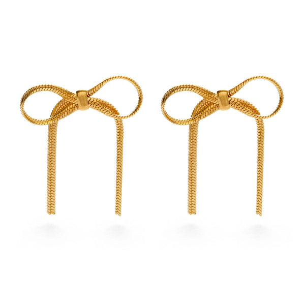 Herringbone Chain Bow Earrings