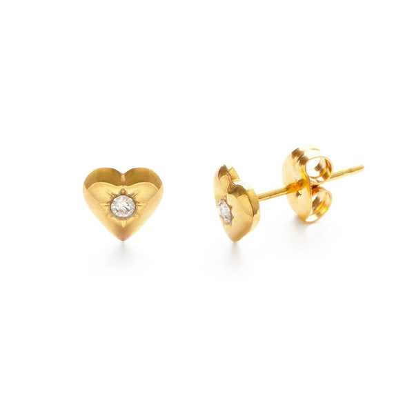 Heart Studs with Crystal