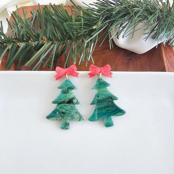 Bow Christmas Tree Earrings