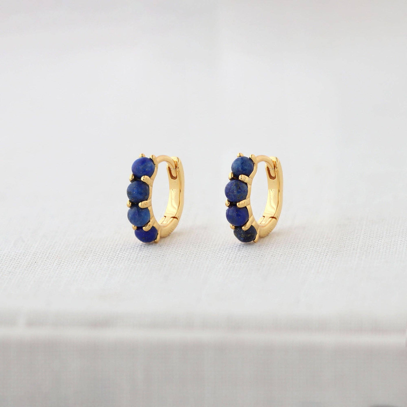 Blue Lapis Huggie Earrings