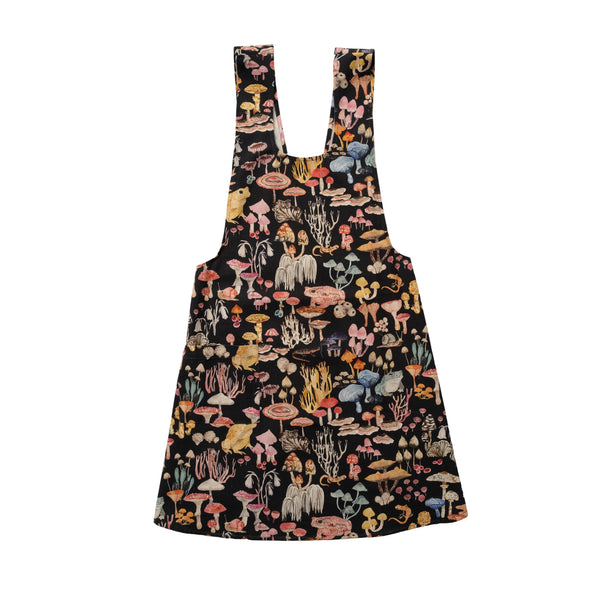 Mushroom Magic in Black Pinafore Apron