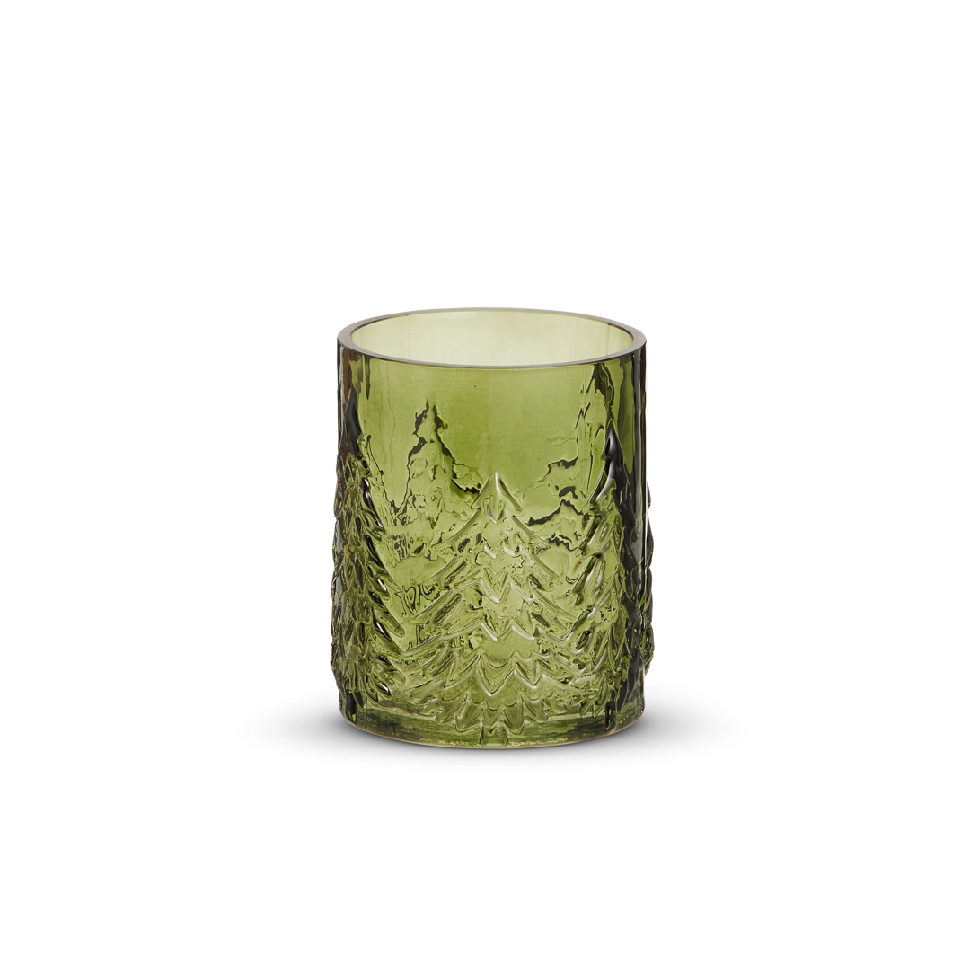 Green Glass Tree Container