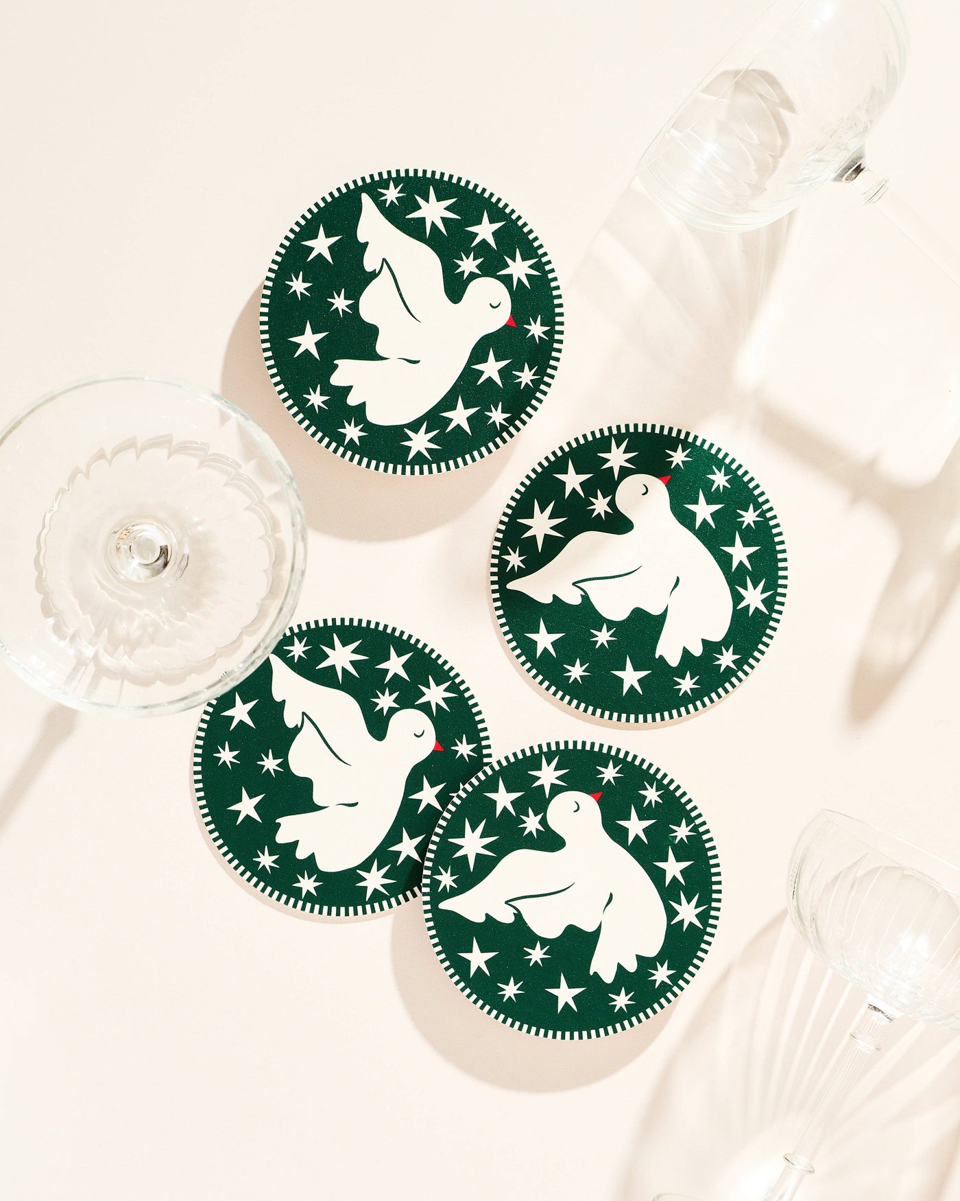 Holiday Dove Coaster Set