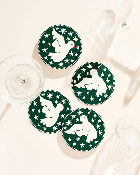 Holiday Dove Coaster Set