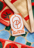 Checked Olive & Tomato Hand Towel