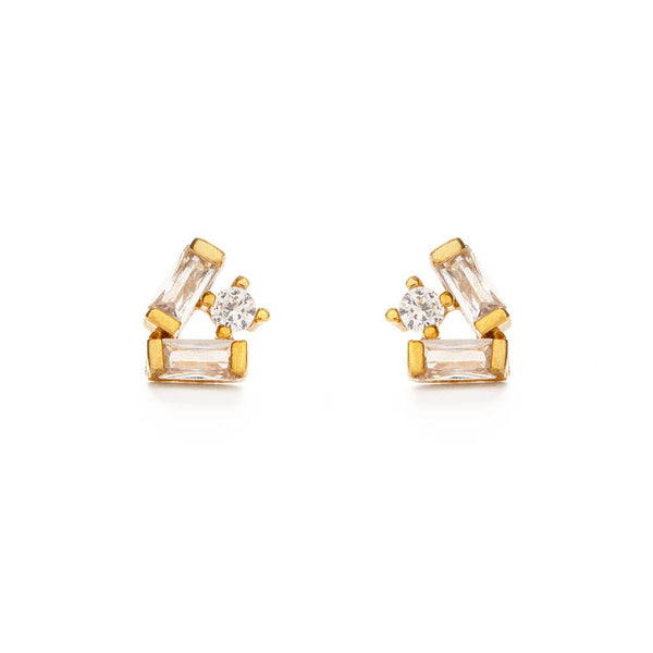Baguette Crystal Cluster Stud Earrings