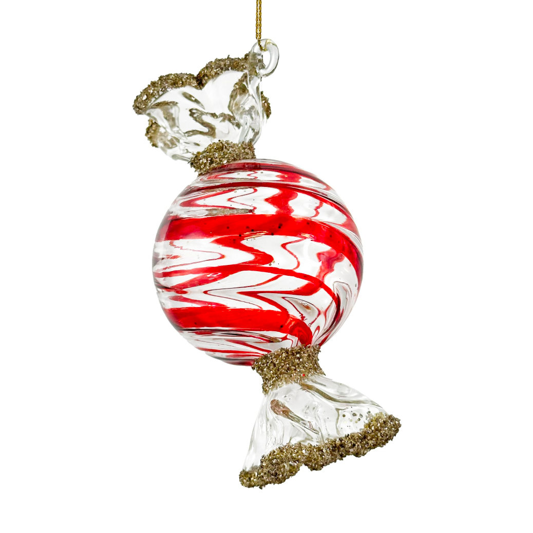 Glass Striped Candy Ornament