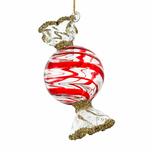 Glass Striped Candy Ornament