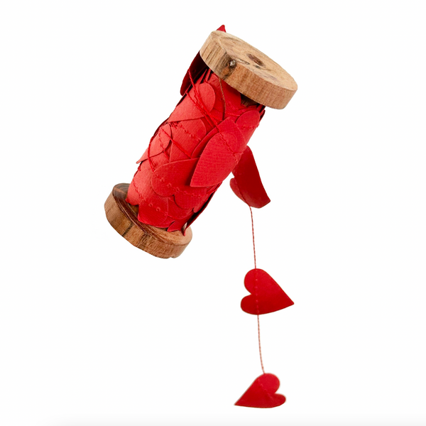 Paper Heart Garland on Wooden Spool