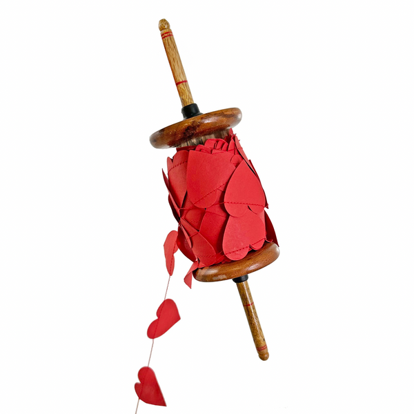 Paper Heart Garland on Wooden Spool