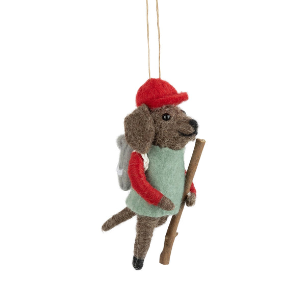 Hiking Dog Felt Ornament