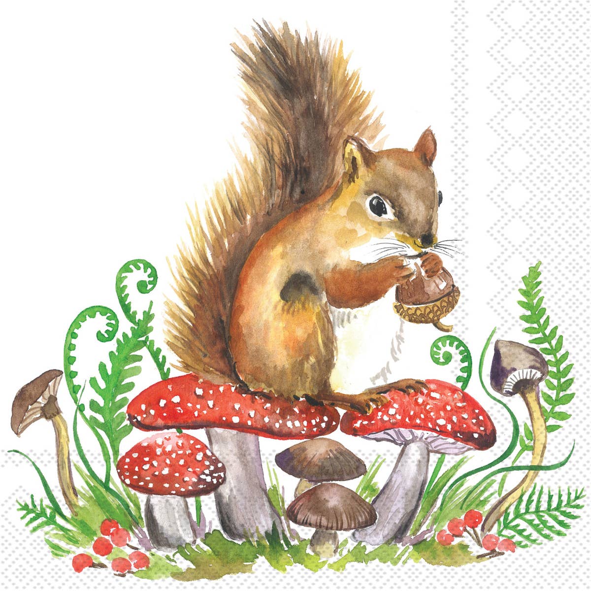 Squirrel & Mushrooms Cocktail Napkins