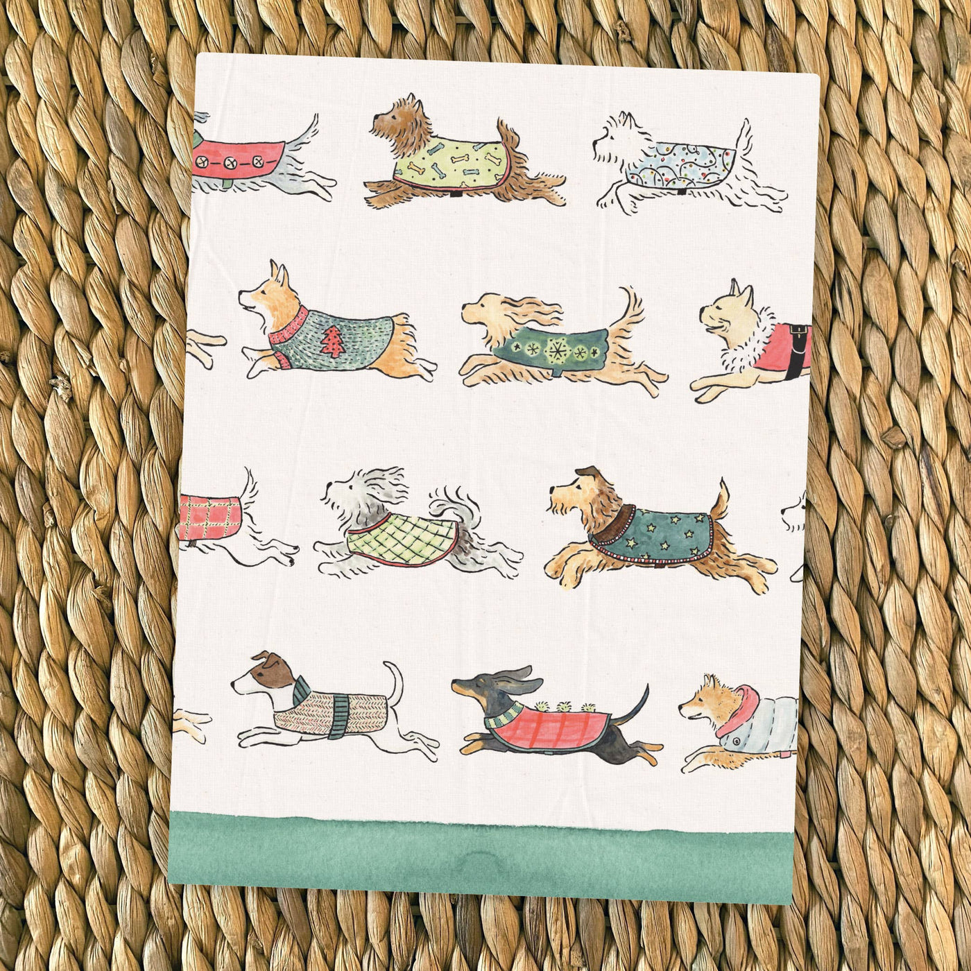 Holiday Pups Tea Towel