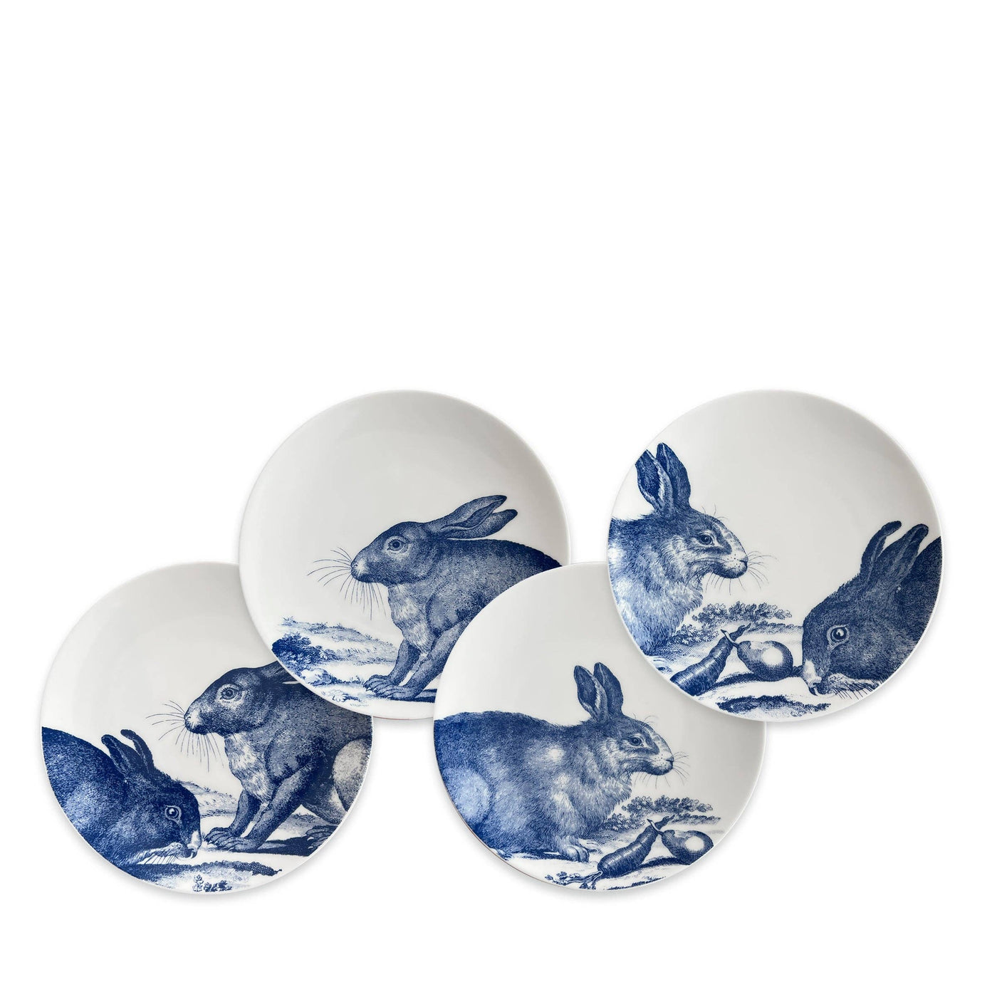 Blue Bunnies Small Plates Set