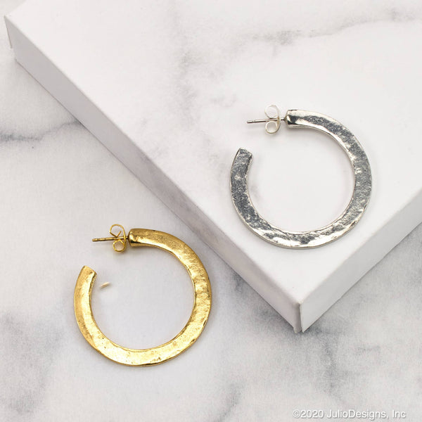 Hammered Knife Edge Hoops