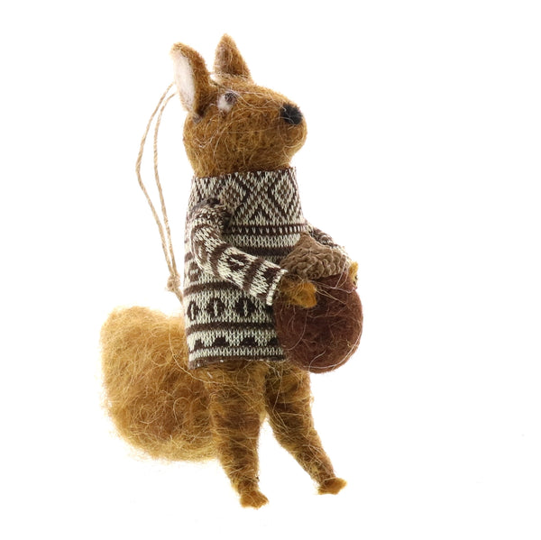 Felt Squirrel with Nut Ornament
