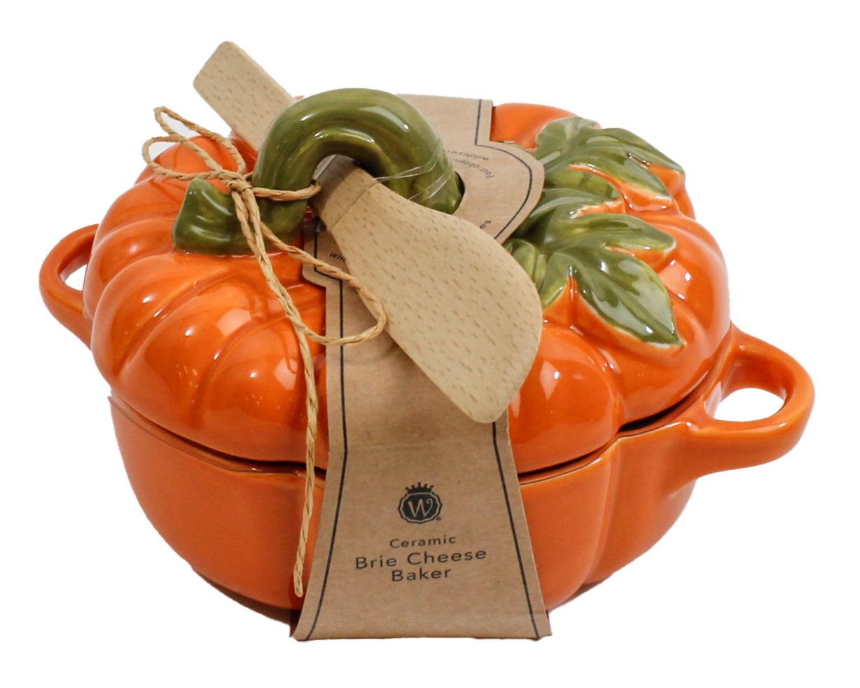 Pumpkin Brie Baker with Leafy Stem Handle