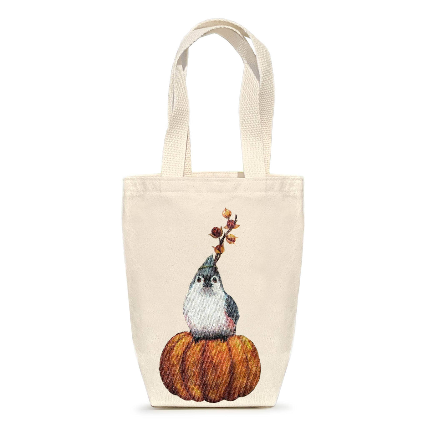 Adorable Bird on Pumpkin Gift Tote Bag