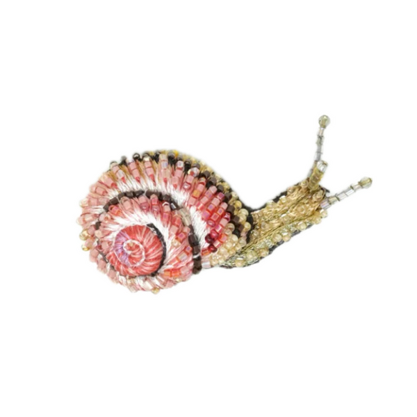 Blinking Snail Beaded Pin