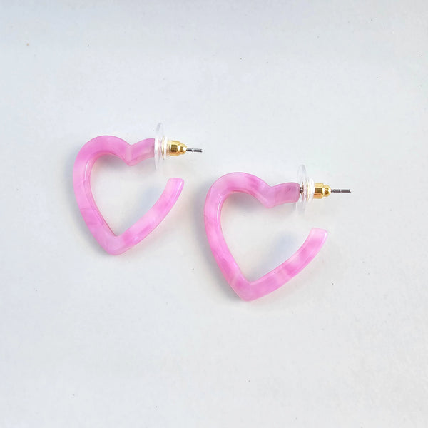 Mini Acrylic Heart Hoops