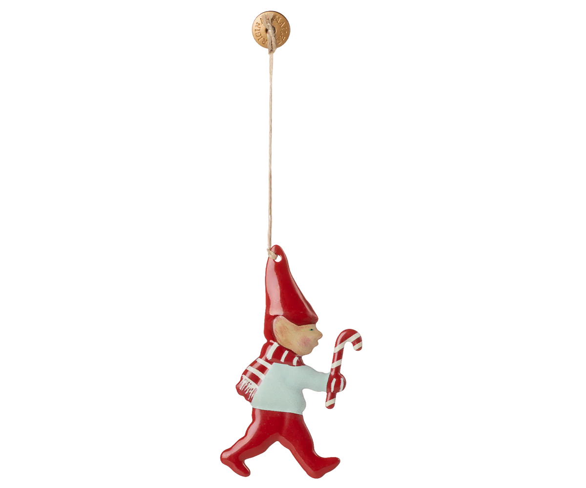 Pixy Candy Cane Metal Ornament